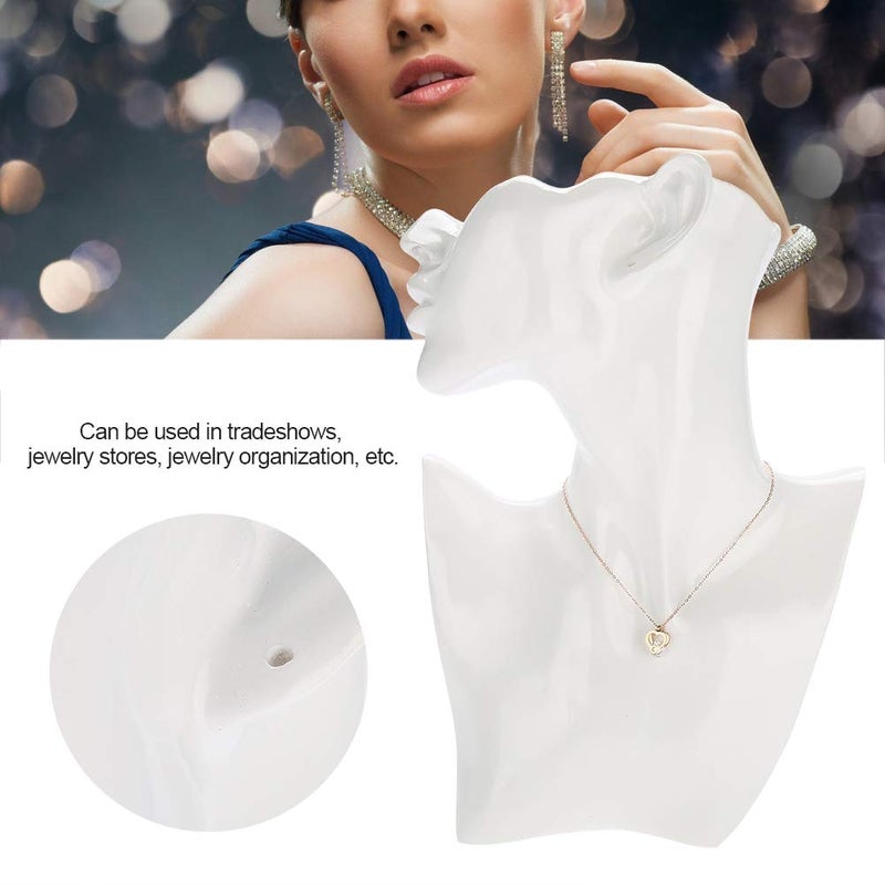 woobles Boutique Necklace Jewelry Display Bust, Jewelry Display Retail Necklace Mannequin Stand, for Necklace Earring Choker Pendant Locket (White) - Image 3